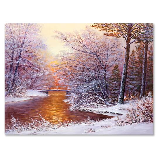 Designart - Christmas Forest With River and Trees II